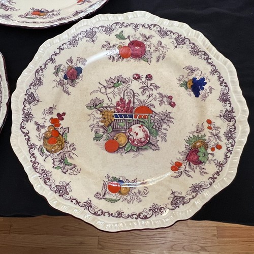 (8) Mason's Ironstone Fruit Basket 9-1/2" Dinner Plates Scalloped Edge - Picture 10 of 19