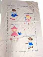 Vintage Baby Blanket Nursery Rhymes Themed Handmade 53x35