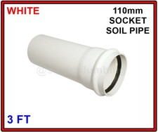 4" Socket Soil Pipe 110m Ring Seal 3FT - Black White Grey Terracota (UG) *CHEAP*