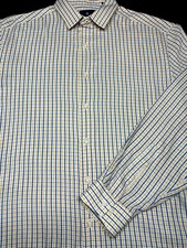 Ben Sherman Mens Button Front Long Sleeve Cotton Poly Plaid Shirt M 15 15 1/2