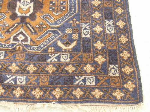 Vintage Afghan Baluchi Rug Carpet 44"x84" Geometrical Double Medallion Design - Picture 4 of 12