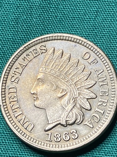1863 Indian Head Cent Penny, Wahl unzirkuliert härter Datum AU MS könnte RPD sein - Bild 2 von 4