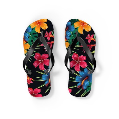 Tropical Floral Flip Flops, Summer Beach Sandals, Gift for Beach Lovers, 