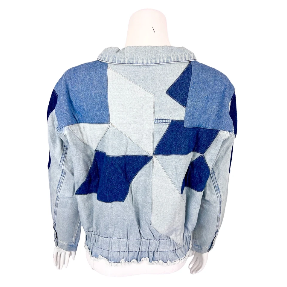 Women with Control My Wonder Denim Patchwork Denim Jacket Bleached Large Size - Image 2 of 2