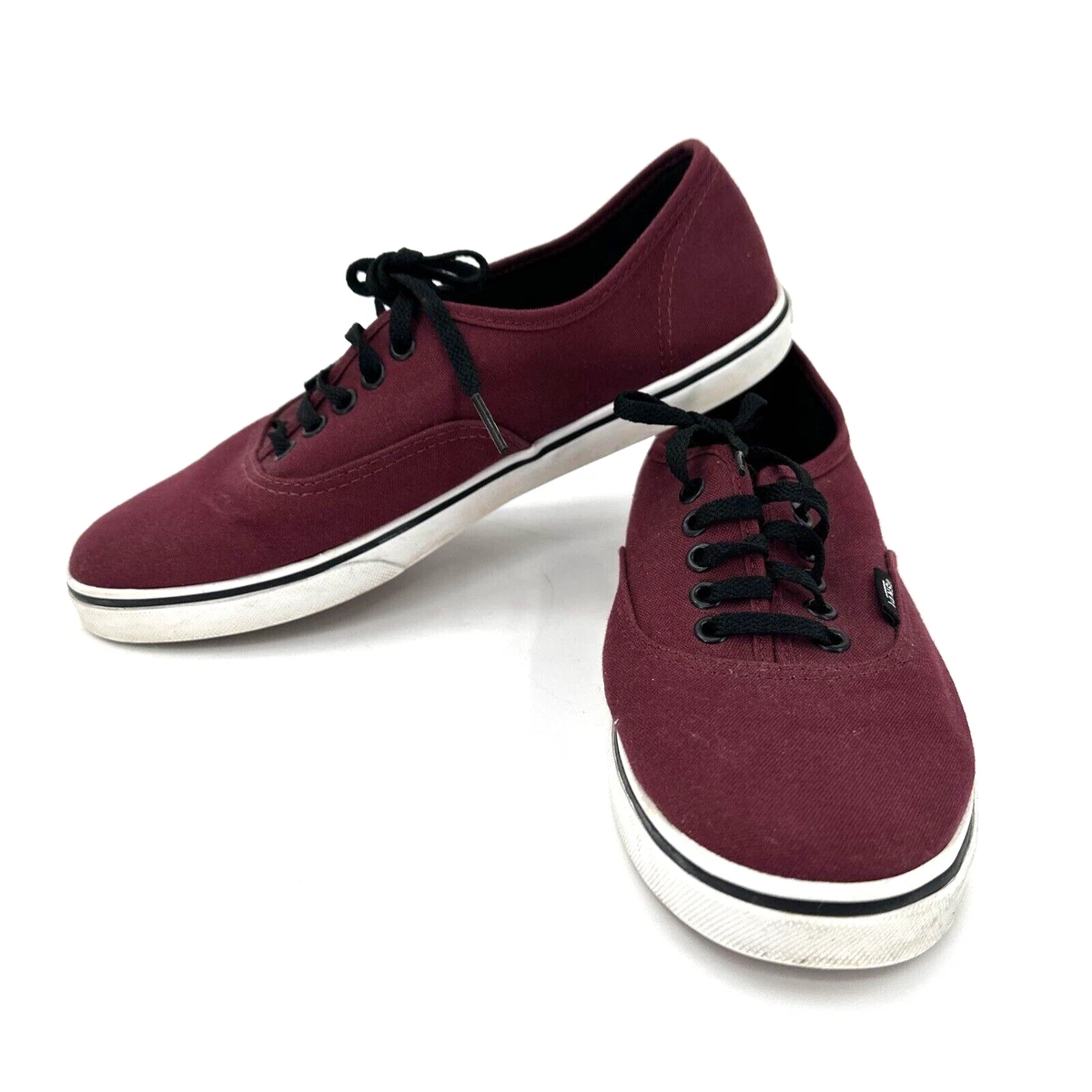 Maroon vans top with black laces