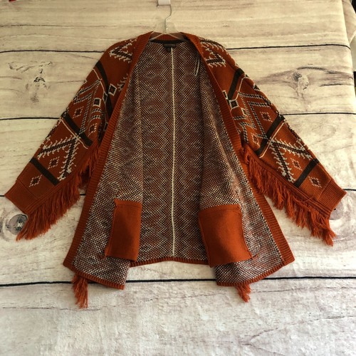Cardigan Shyanne Country M aperto spolverino Dolman frange sud-ovest boho azteco - Foto 8 di 10
