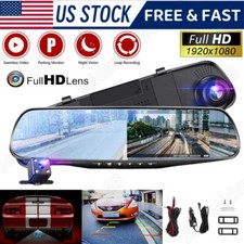 1080P HD Rearview Mirror Car DVR Dual Dash Cam Camera Front Rear Video Recorder