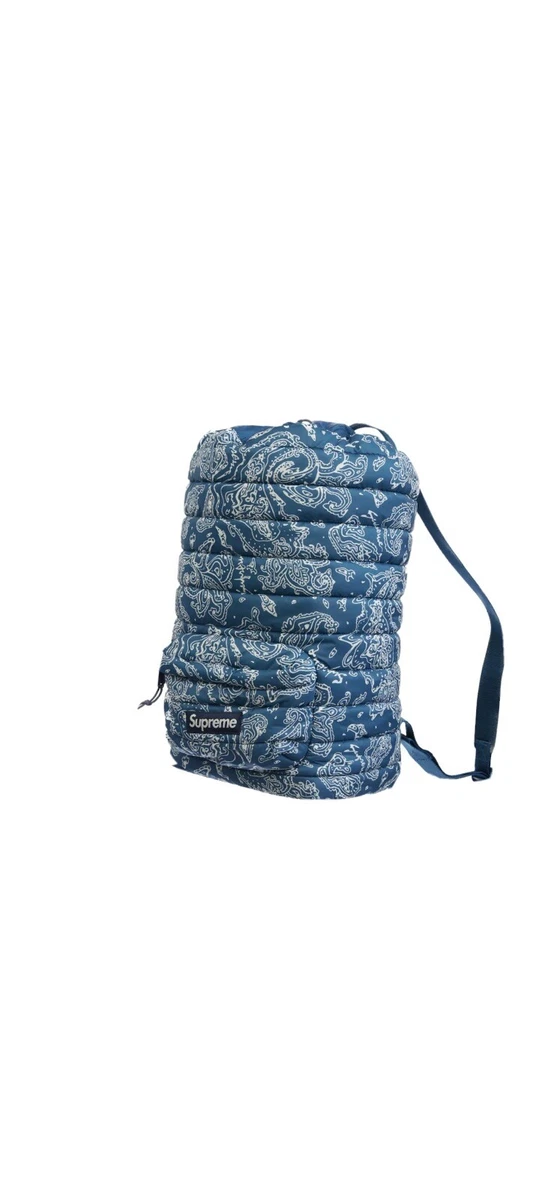 Supreme Puffer Backpack Blue Paisley FW22 Water Resistant Pertex Poly 30L New
