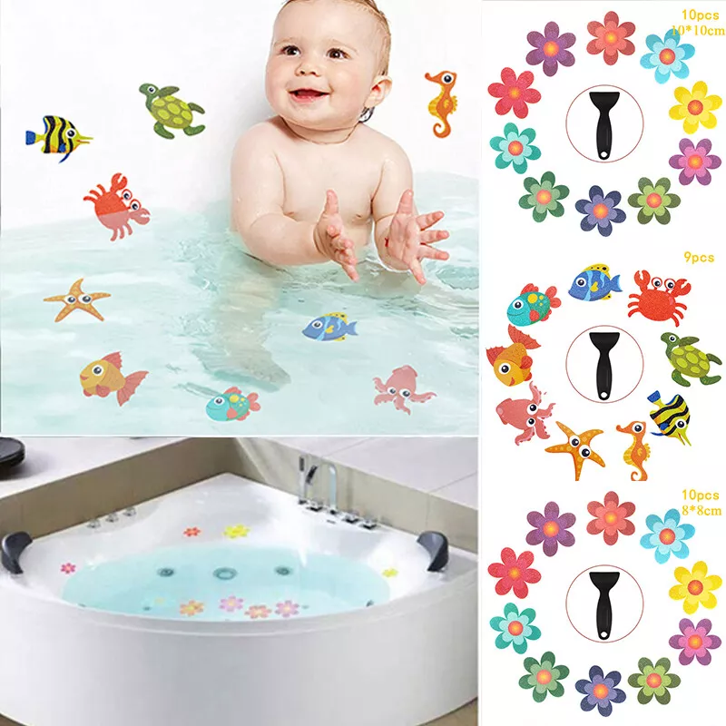 9/10Pcs Cute Bath Tub Shower Stickers Anti Slip Grip Strips Safety Floor  Tread