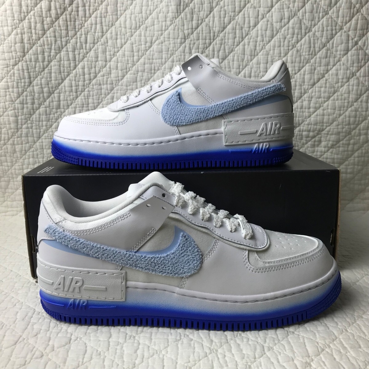 Nike Air Force Shadow Shoes Women's SZ 10 White/Royal Blue