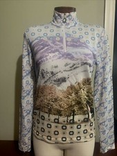 NWT Golfino Ladies Silver Printed 1/4 Zip Troyer 3335726 108 White Sz 6 NEW