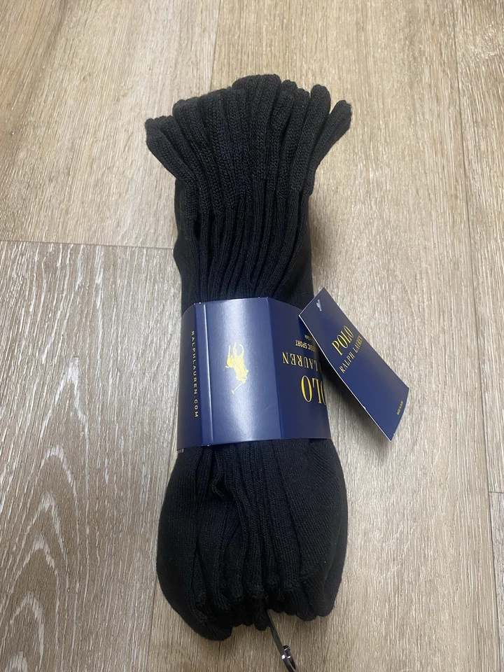 Ralph Lauren Polo Cuarto Calcetines 6 Pk Negro con Poni Rojo Talla 10-13 Foto 4 de 4