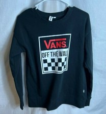 VANS Off the Wall Men's Small Sweatshirt Black Jersey Skater Surfer Logo Black