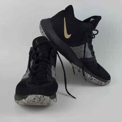 Nike Air Precision II Mens High Top Sneakers Black Gold AA7069-090 Mesh 