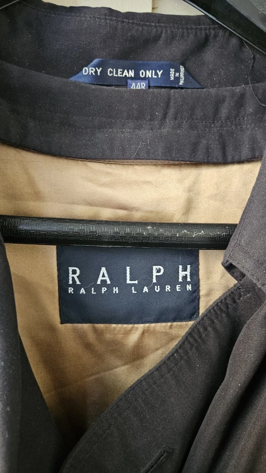 Gabardina para hombre Polo Ralph Lauren negra con cinturón manga larga 44R  Foto 2 de 4