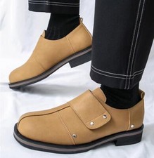 Men Round Toe Flats Loafers Casual Work Rivet Slip On Party Business Shoes