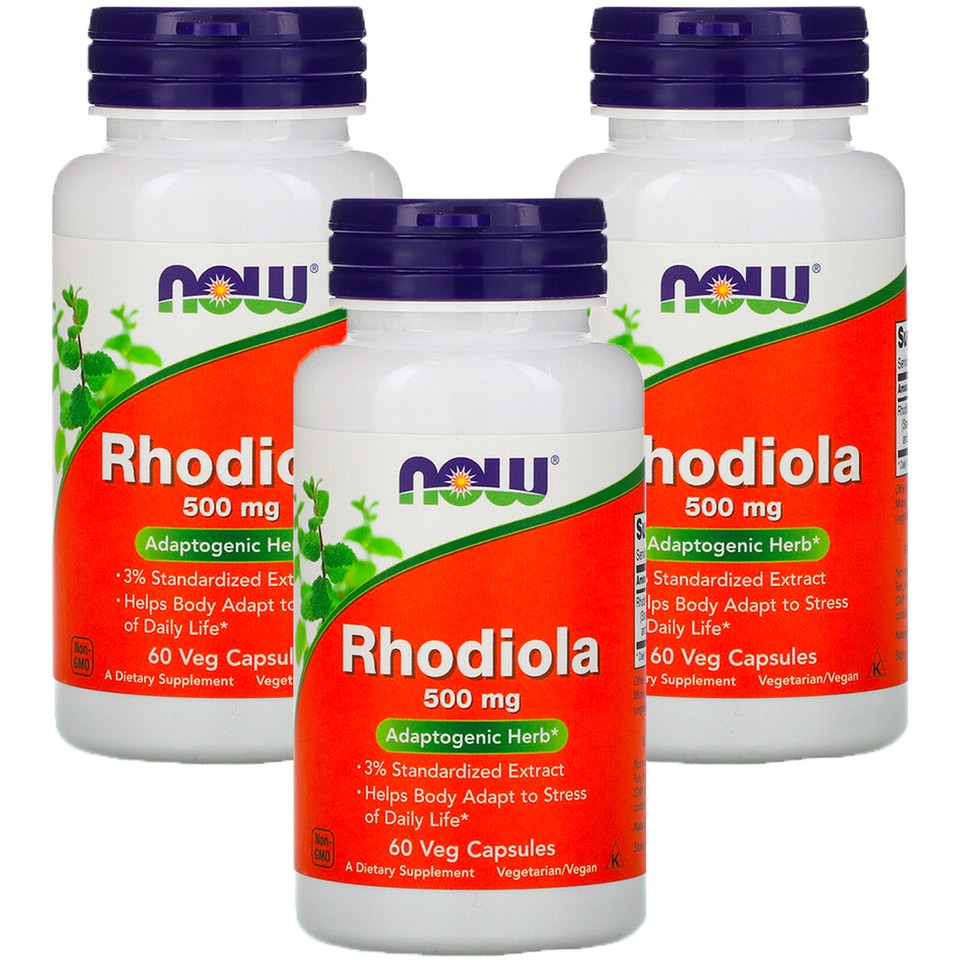 Now Foods, (3 Pack) Rhodiola, 500 mg, 60 Veg Capsules