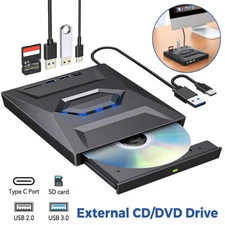 External CD DVD Drive for PC Laptop Windows 11 10 Burner Reader Writer USB 3.0