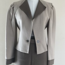 Louis Feraud Suit Jacket & Skirt Wool 1984 Vintage 80s Brown Signature Chic Uk 8