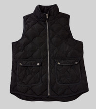Woolrich Down Vest Women Medium Black Puffer Quilted Mock Neck Full Zip Pockets
