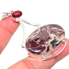 Crazy Lace Agate Gems. Handmade 925 Sterling Silver Jewelry Pendant  RM-61