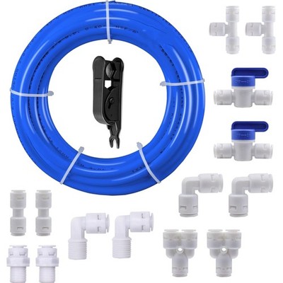 Wasseranschluss Set 10m Blau Wasserfilter Fitting 3/8 Zoll Zubehör für Kühlsc...