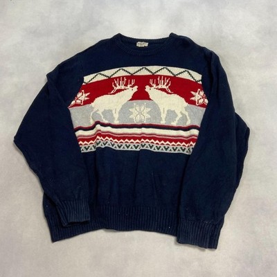Dockers Strickpullover Elch gemustert Opa Strickpullover Herren 2XL