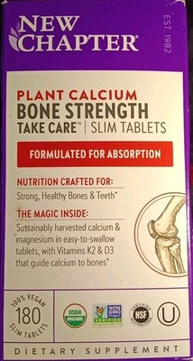 #1 NEW CHAPTER BONE STRENGTH PLANT CALCIUM DIETARY SUPPLEMENT 180 SLIM TABLETS!!