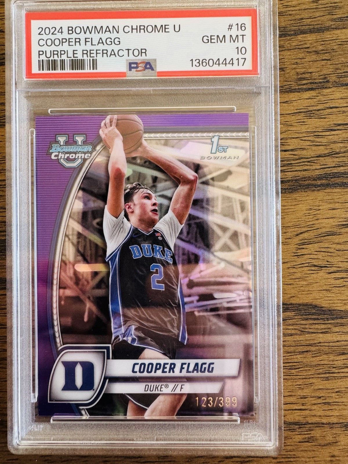 2024-25 Bowman University Chrome - Cooper Flagg #16 Purple Refractor /399 (RC)