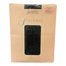 DEADSTOCK Vintage Frederick's of Hollywood Black Lace Top Backseam Stockings M/T