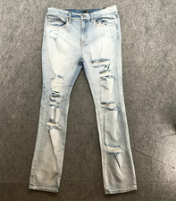Moda Nova Jeans Juniors 9/29 Lavado Ligero Destruido Rasgado Pierna Ajustada Tiro Alto