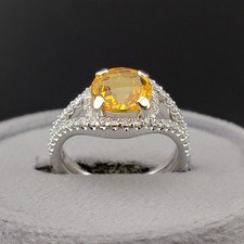 2CT Round Halo Lab Created Citrine Womens Engagement Ring 14k Yellow Gold Plated