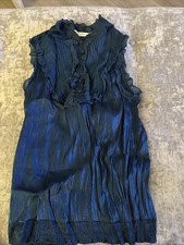 Teal Blue Silky Top Sleeveless Blouse 10 New Look