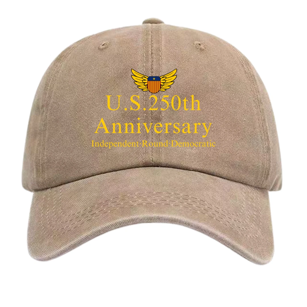 US 250th Anniversary Baseball Cap - Independence Patriotic Washed Denim Cap