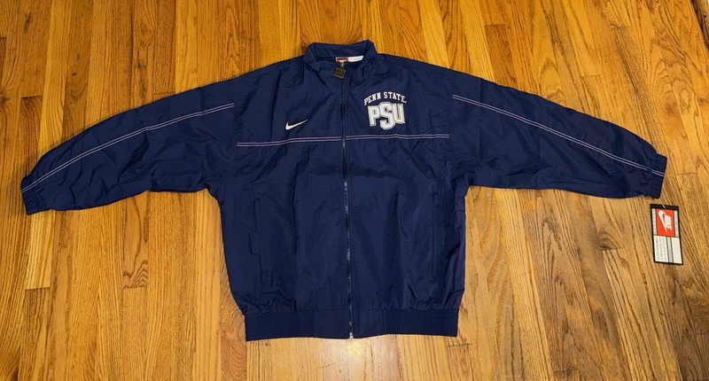 NWT Men’s VTG 90s Nike Penn State Football Track Jacket Navy Size Large Full Zip