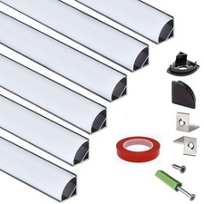 6 Pack Premium 16 Inch V Shape LED Strip Channel Corner Anti UV Diffuser