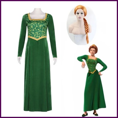 Anime Princess Green Dress Fiona Dress Shrek Cosplay Costume Halloween Fancy