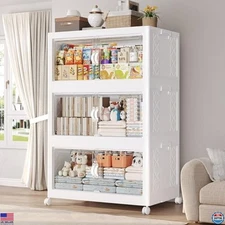 Extra Large 55Gal Stackable Storage Bin with Lid - 220Qt Collapsible Box on