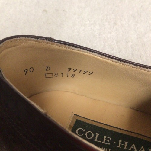Vintage COLE HAAN Shoes Mens 9 D Burgundy Oxford Leather Wingtip Dress USA READ - Picture 6 of 11