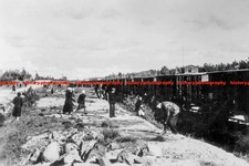 F028193 Russian forced laborers gathered at depot for transport to Germany 1942