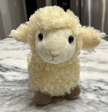 Cream Colored Plush Sheep 12  Length. Brown Hooves. No Tags. Nursery. Stuffed