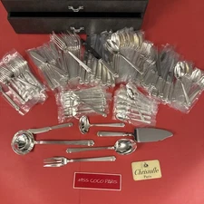 Christofle Aria Cutlery Set 126 P Very Good Condition Silver Plated New Box
