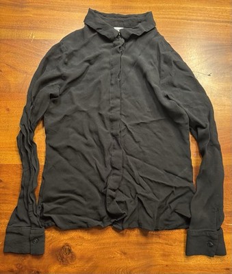 Reformation Women s Black Crepe Long Sleeve Button up Top Sz XS