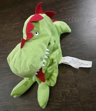 IKEA Laskig Green Dragon Dinosaur Plush Hand Puppet Moveable Interactive Mouth