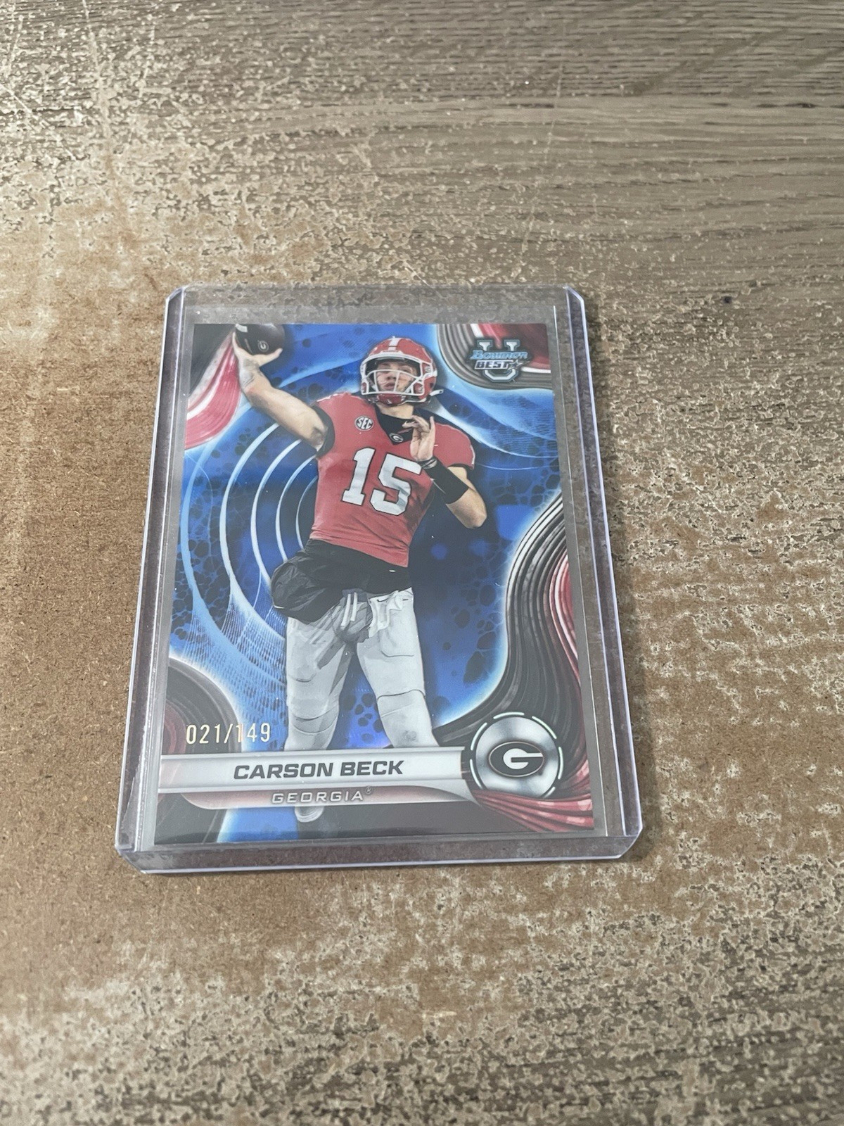 2024 Bowman Best U Carson Beck Blue Refractor #/149 Bulldogs