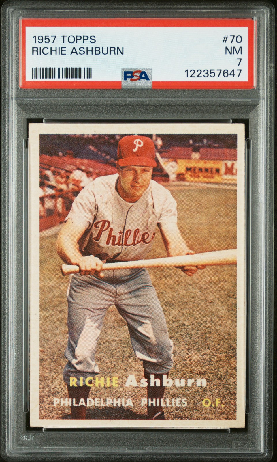 1957 TOPPS #70 RICHIE ASHBURN PSA 7
