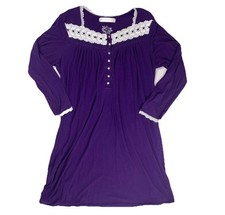 Eileen West Women's Knit Ballet Long Sleeve Nightgown Sz L Purple Cottage Prarie