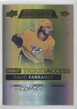 2021 Upper Deck Credentials Debut Ticket Access Yellow 89/249 David Farrance av1