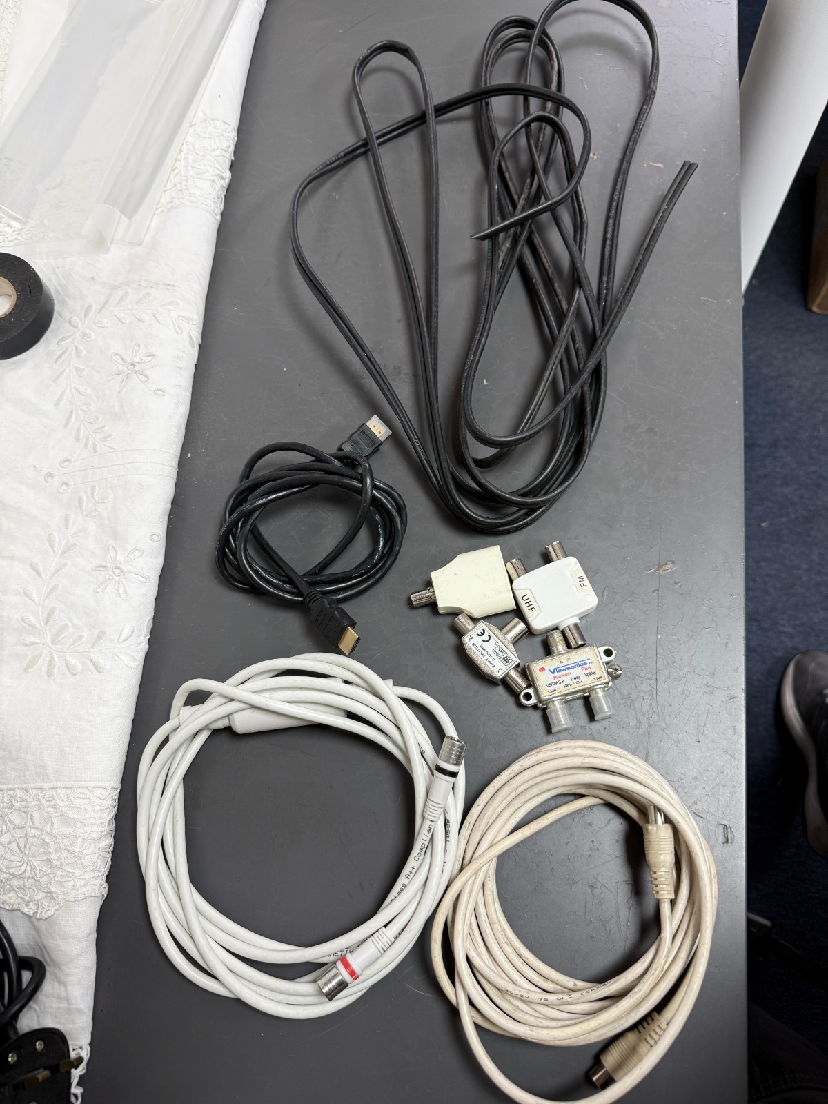 TV Aerial Cable Job Lot HDMI Lead RF Splitter Coax AV Adapter Accessories