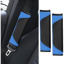 2PCS Car Seat Belt Cover Pad,Soft Carbon Fiber Leather Shoulder Protector Blue